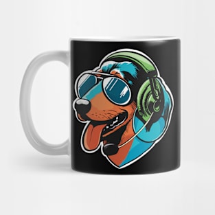 Fun Dachshund dog with headphones Mug